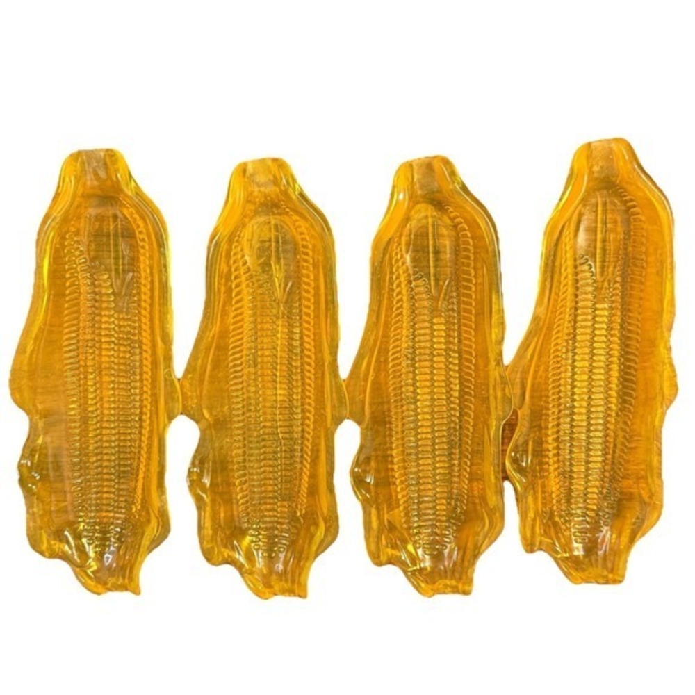 Vintage Art Deco Corn Cob Dishes Yellow Set of 4 Acrylic